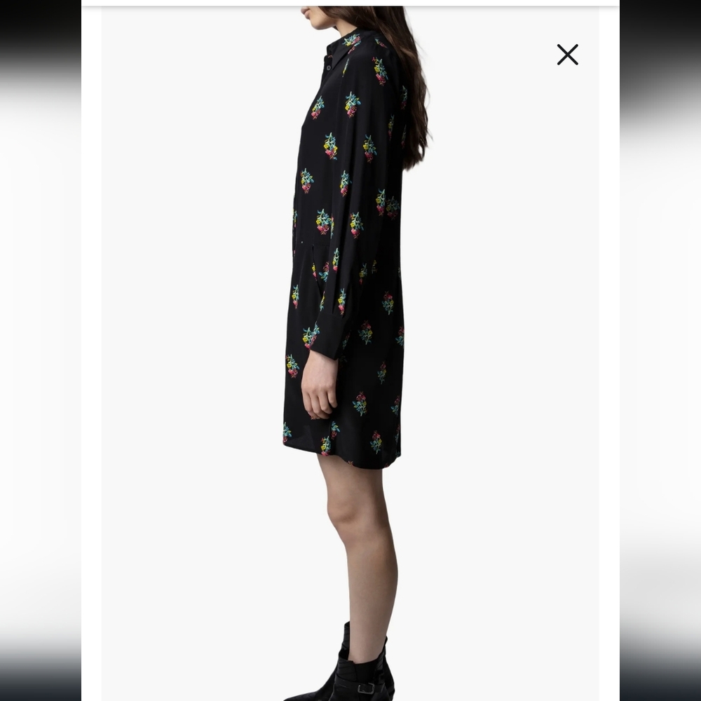 Zadig & Voltaire Rougi Floral Long Sleeve Silk Shirtdress - Picture 6 of 10